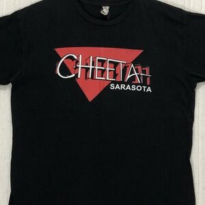 Cheetah Sarasota Florida Graphic‎ T-Shirt Mens Large Black Short Sleeve Tee